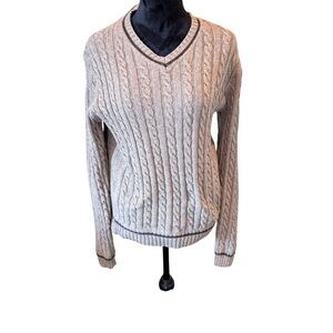 Vintage Gap Men’s Cable Knit V-Neck Sweater, Small, Preppy Y2K Retro Academia